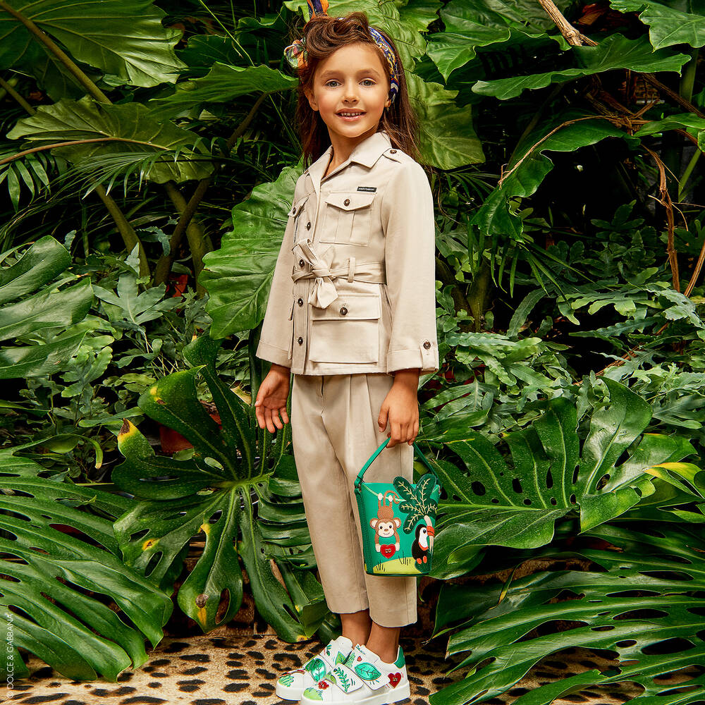 Dolce & Gabbana-Girls Beige Cotton Trousers | Childrensalon Outlet