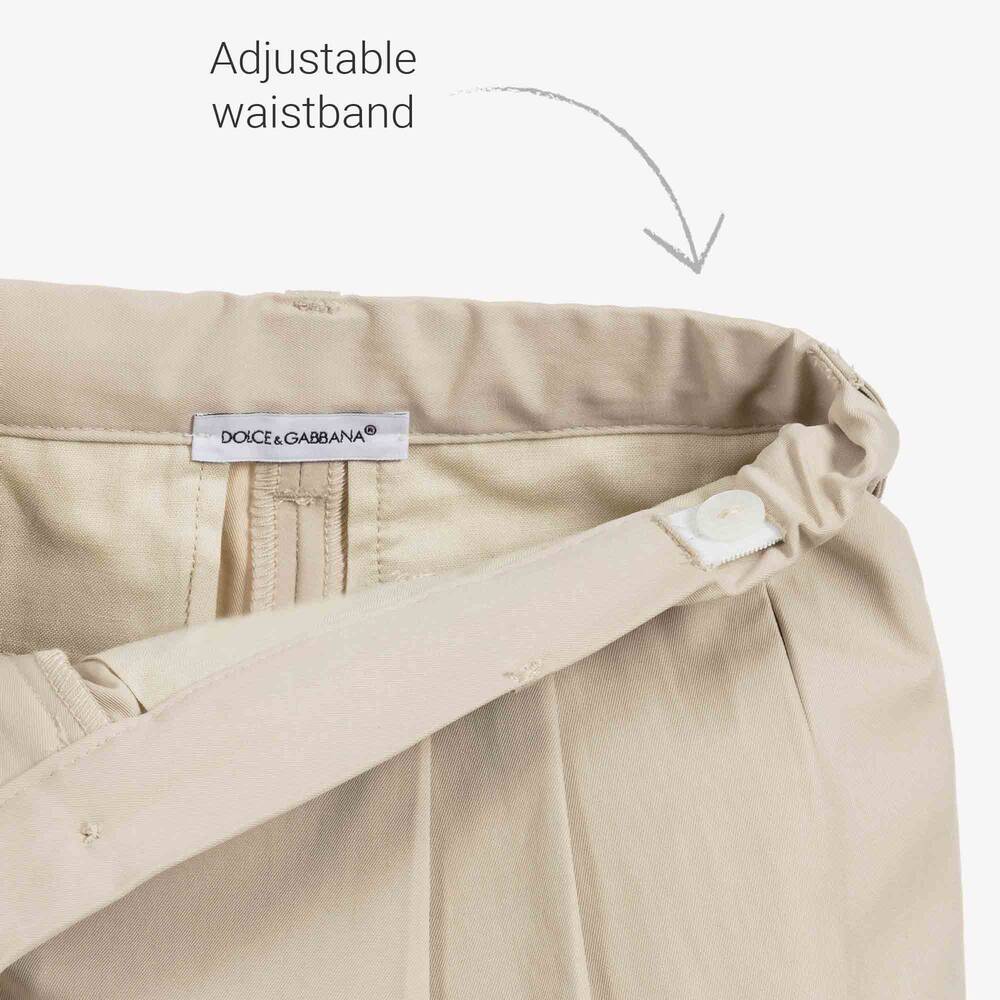 Dolce & Gabbana-Girls Beige Cotton Trousers | Childrensalon Outlet