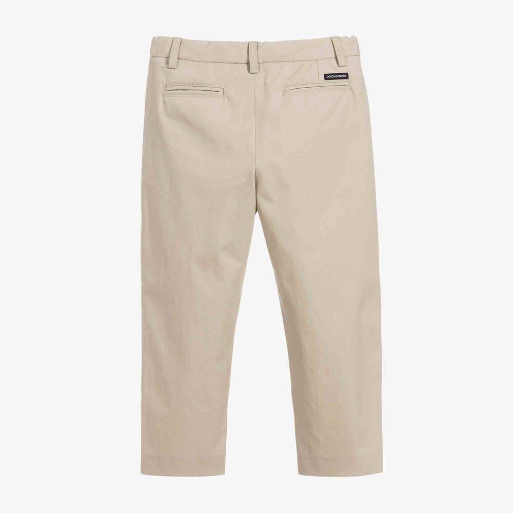 Dolce & Gabbana-Girls Beige Cotton Trousers | Childrensalon Outlet