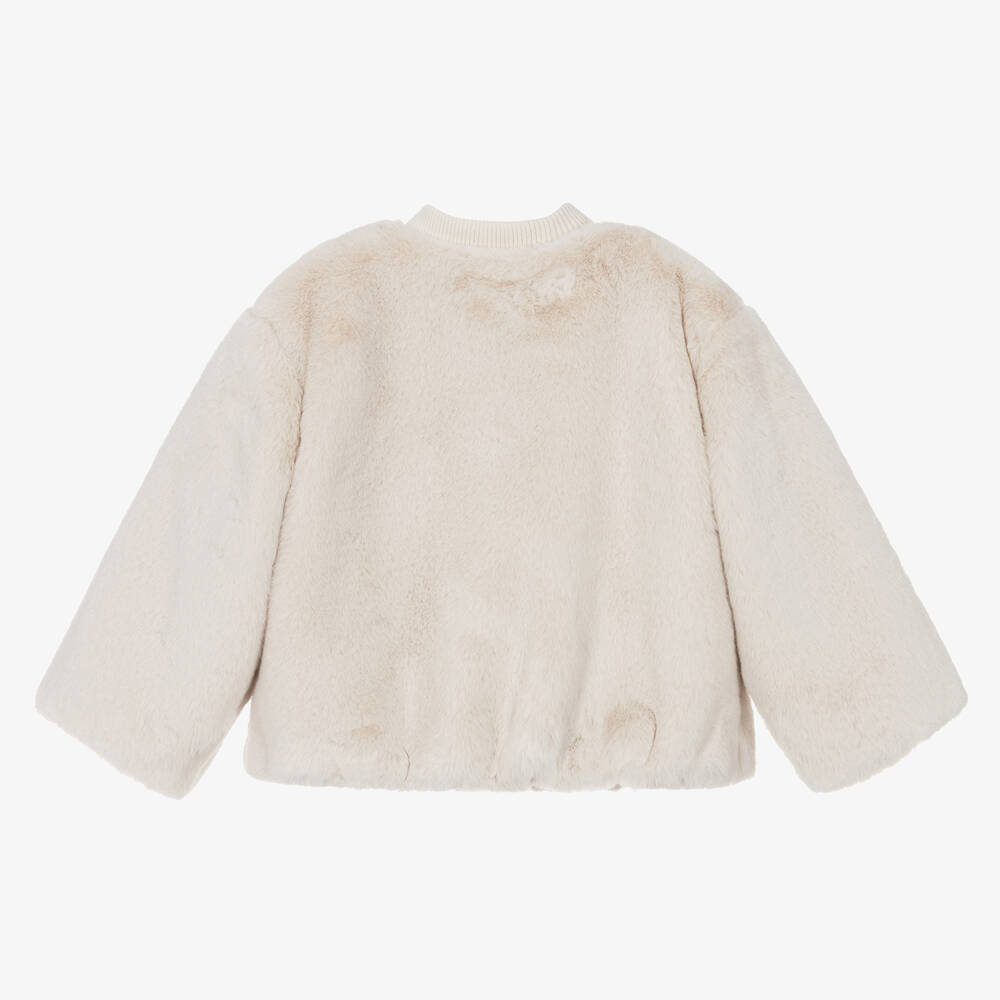 Dolce & Gabbana - Girls Beige Faux Fur Jacket