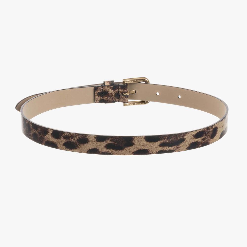  دولتشي آند غابانا-حزام جلد لون بيج و بنّي للبنات | Childrensalon Outlet