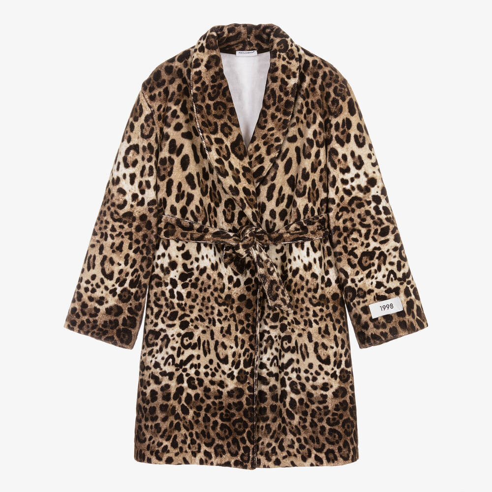 Dolce & Gabbana - Бежевый халат с леопардовым принтом | Childrensalon