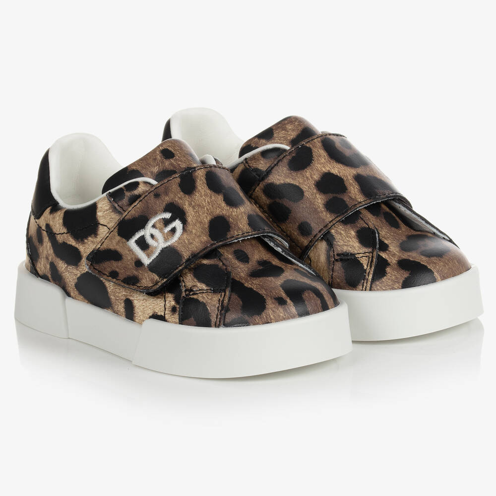 Girls leopard trainers hot sale