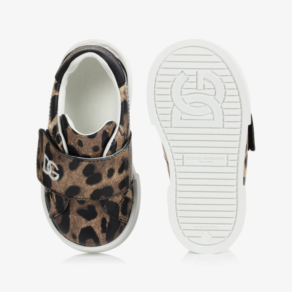 Dolce & Gabbana-ترينرز أطفال بناتي جلد لون بيج | Childrensalon Outlet