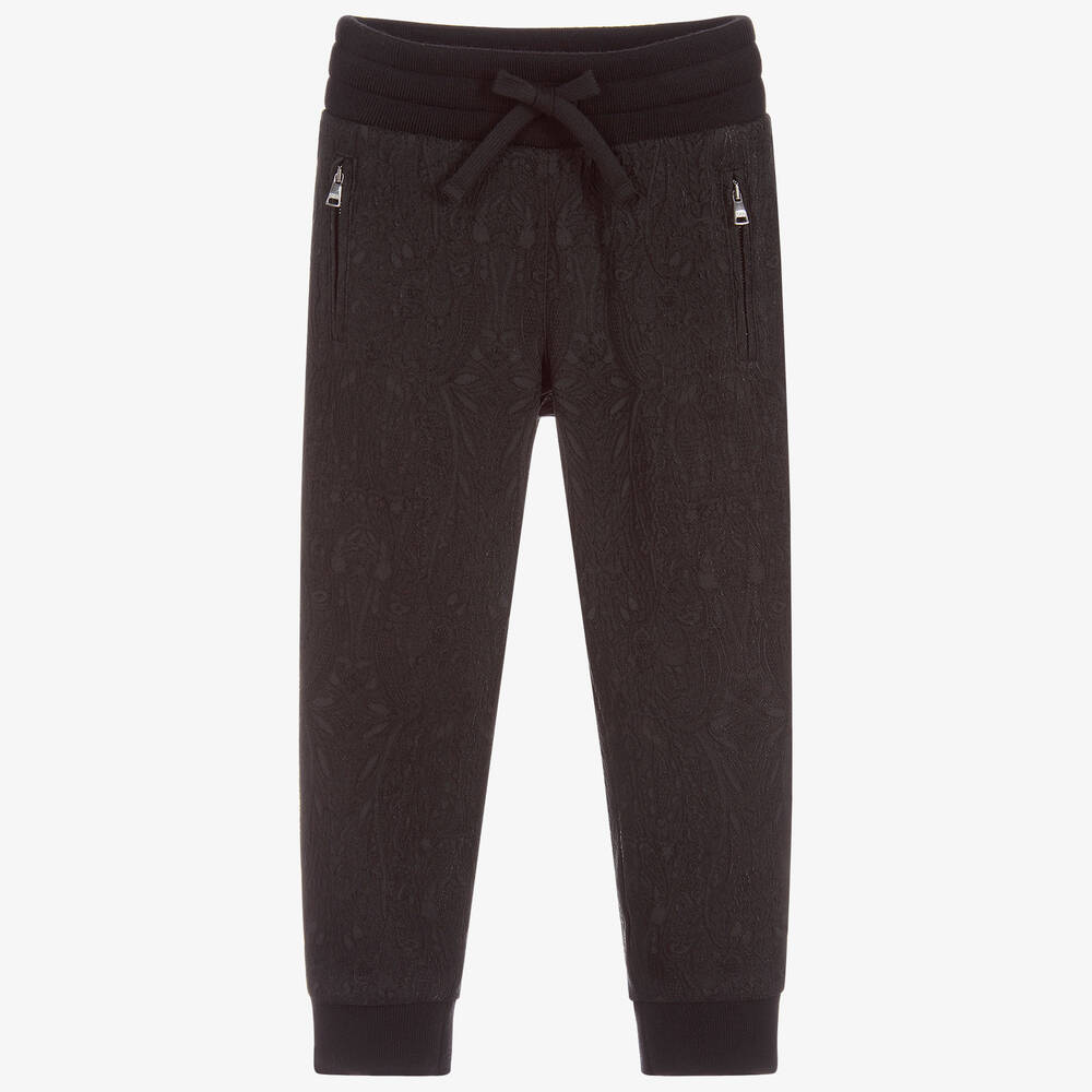 Dolce & Gabbana-Girls Black Brocade Joggers | Childrensalon Outlet