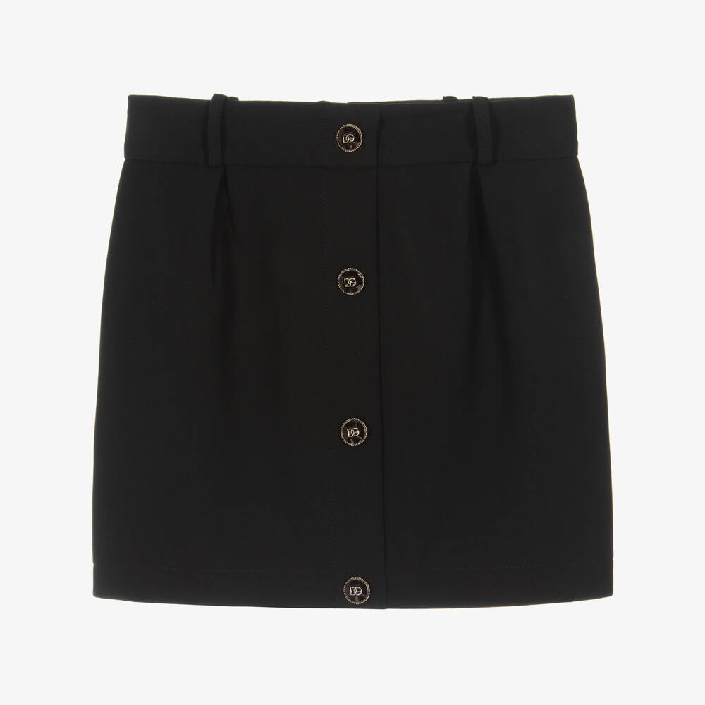Dolce & Gabbana-Girls Black Cady Button Skirt | Childrensalon Outlet