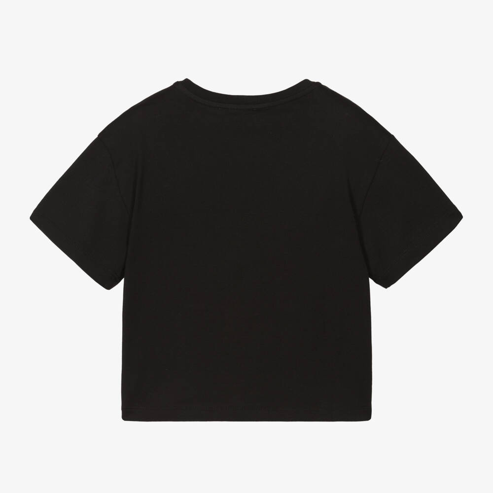 Dolce & Gabbana-Girls Black Cotton Floral Tee | Childrensalon Outlet
