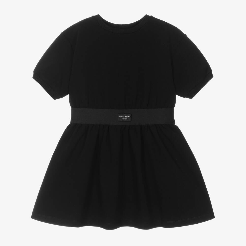 Dolce & Gabbana-Girls Black Cotton Jersey Dress | Childrensalon Outlet