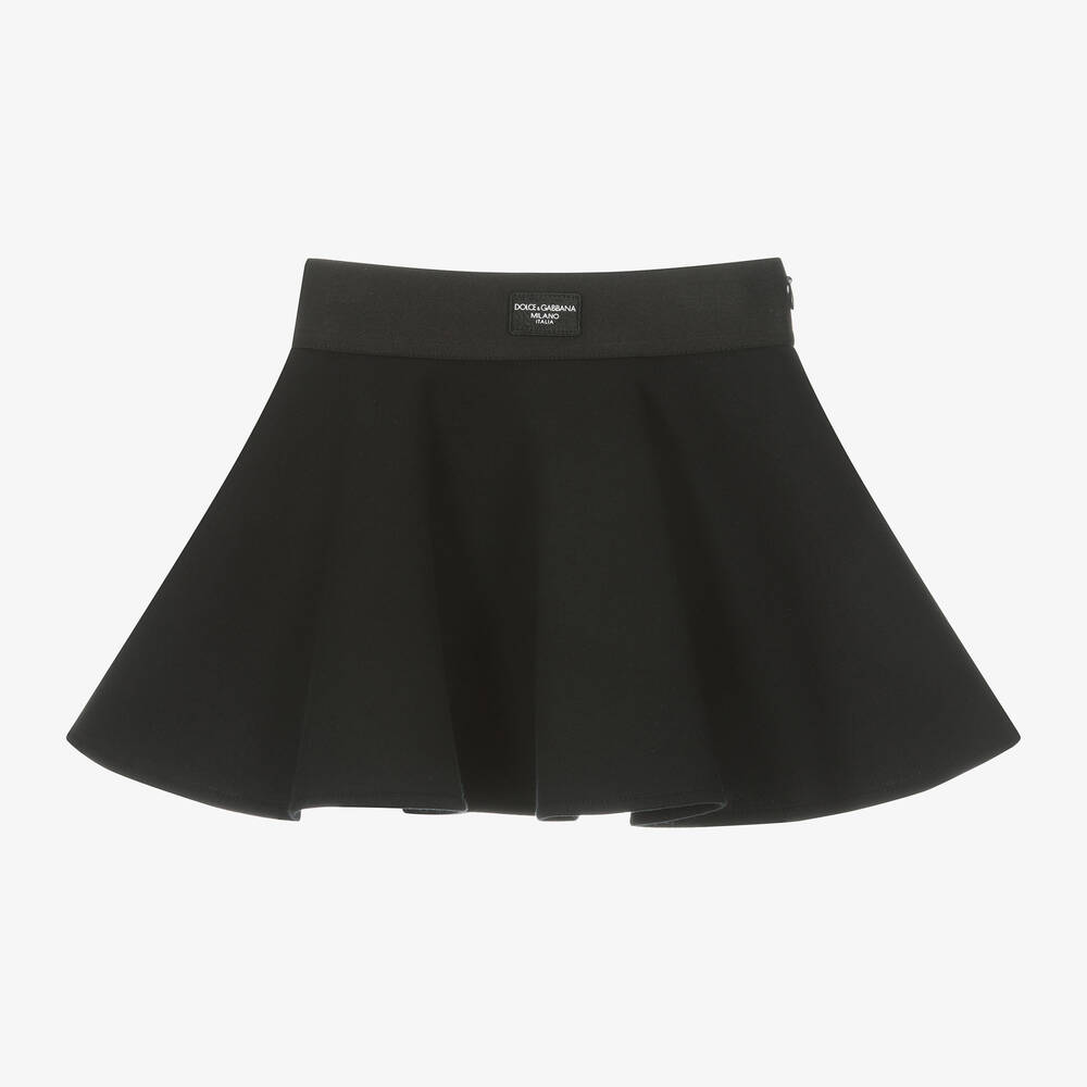 Dolce & Gabbana-Girls Black Cotton Jersey Skater Skirt | Childrensalon Outlet
