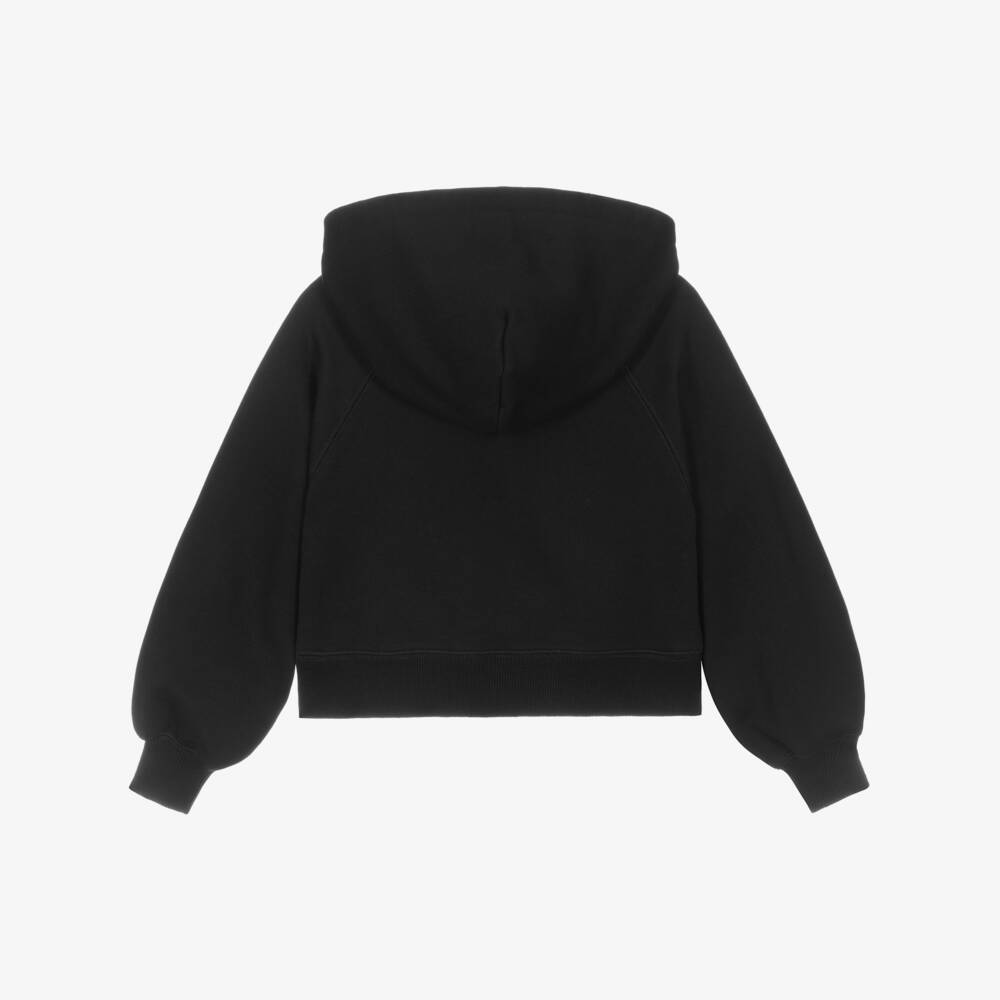 Dolce & Gabbana-Girls Black Cotton Rhinestone DG Logo Hoodie | Childrensalon Outlet