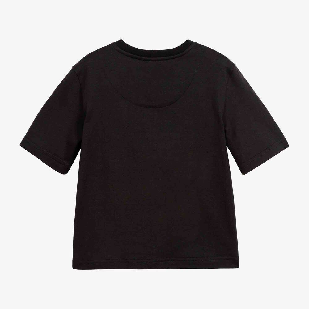 Dolce & Gabbana-Girls Black Cotton T-Shirt | Childrensalon Outlet