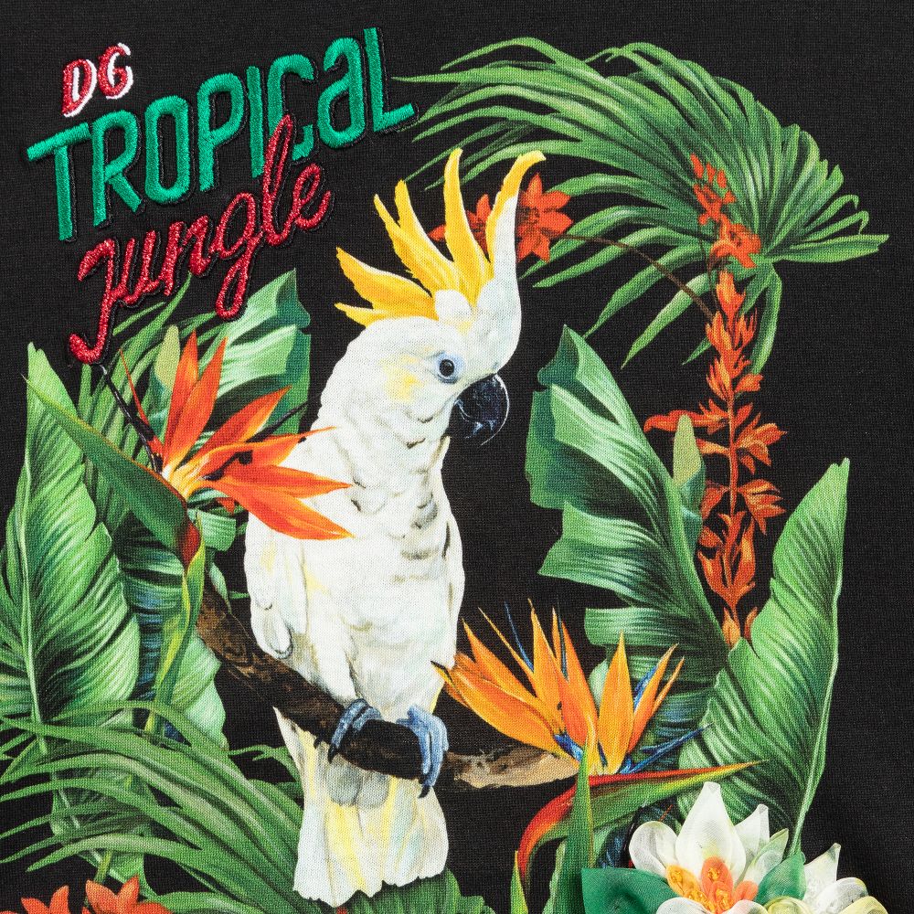 Dolce & Gabbana-Girls Black Cotton T-Shirt | Childrensalon Outlet