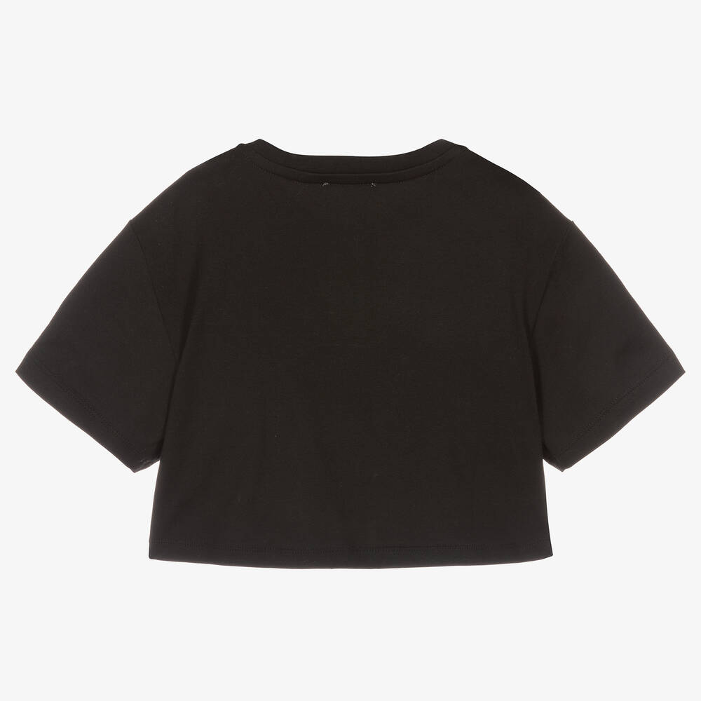 DOLCE&GABBANA レディース ブラック コットン Tシャツ Jersey T-shirt with all-over flocked DG logo in Black for