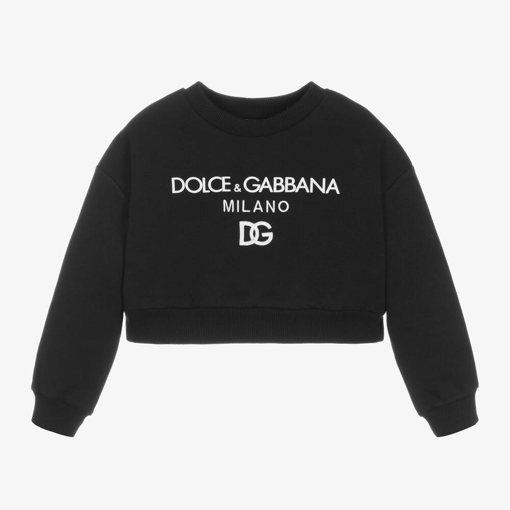 Dolce & Gabbana - Sweat court noir DG fille | Childrensalon