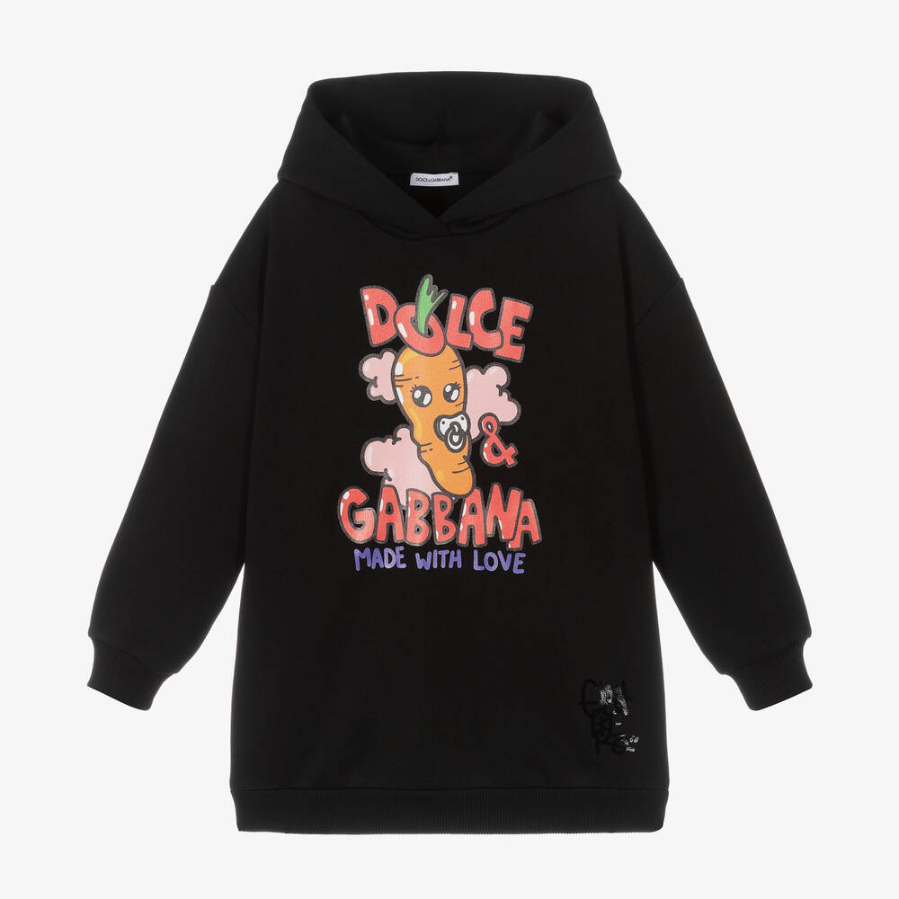 Dolce & Gabbana - فستان هودي قطن لون أسود | Childrensalon