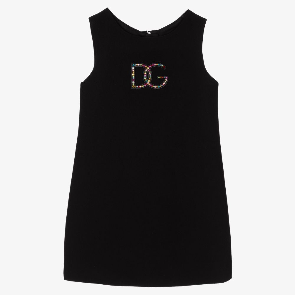 Dolce & Gabbana - Girls Black Diamanté Dress | Childrensalon