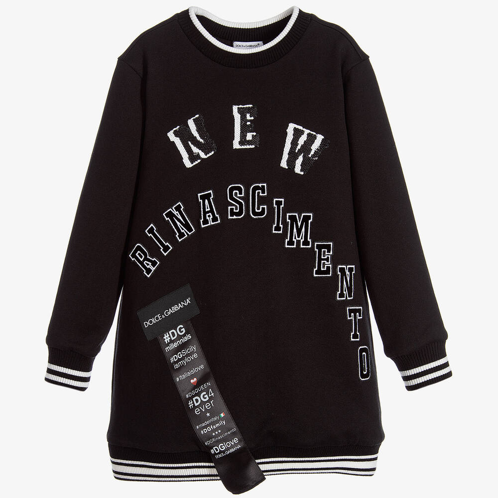 Dolce & Gabbana - فستان قطن لون أسود للفتيات | Childrensalon