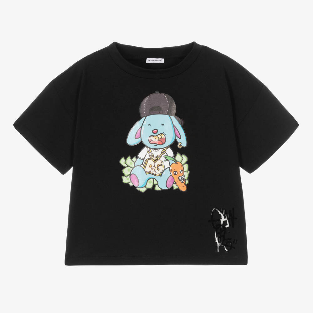 Dolce & Gabbana - Girls Black Gianpiero T-Shirt | Childrensalon