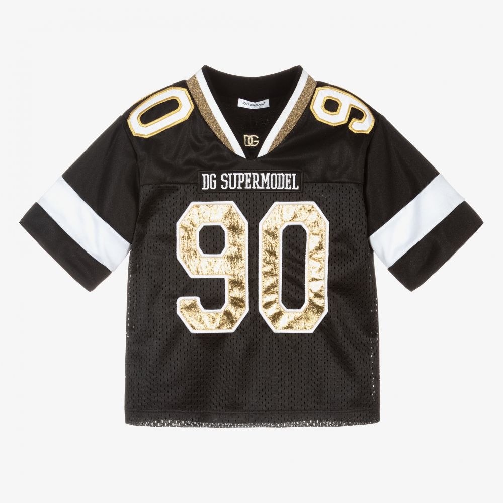 Dolce & Gabbana-Girls Black & Gold T-Shirt | Childrensalon Outlet