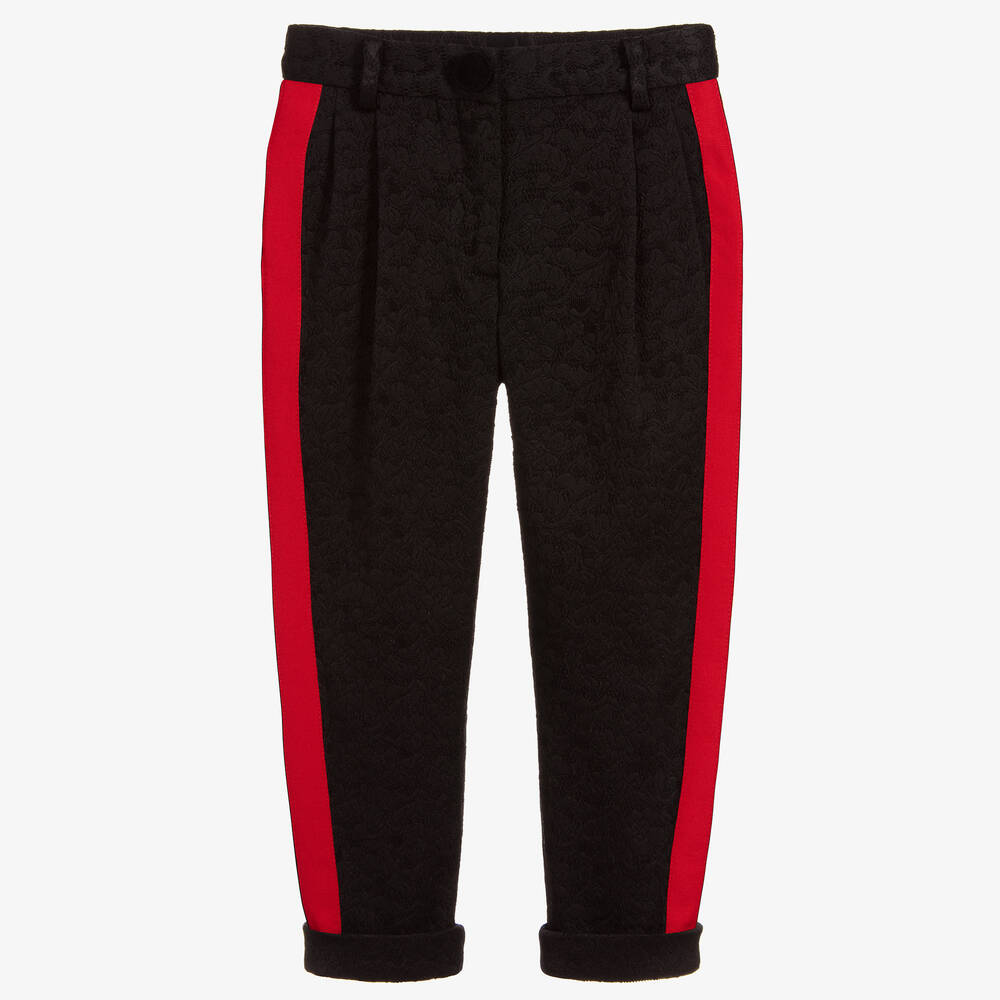 Dolce & Gabbana - Girls Black Jacquard Trousers | Childrensalon