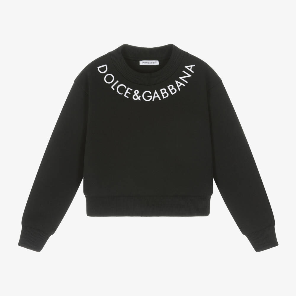 Dolce & Gabbana-Черный хлопковый свитшот для девочек | Childrensalon Outlet