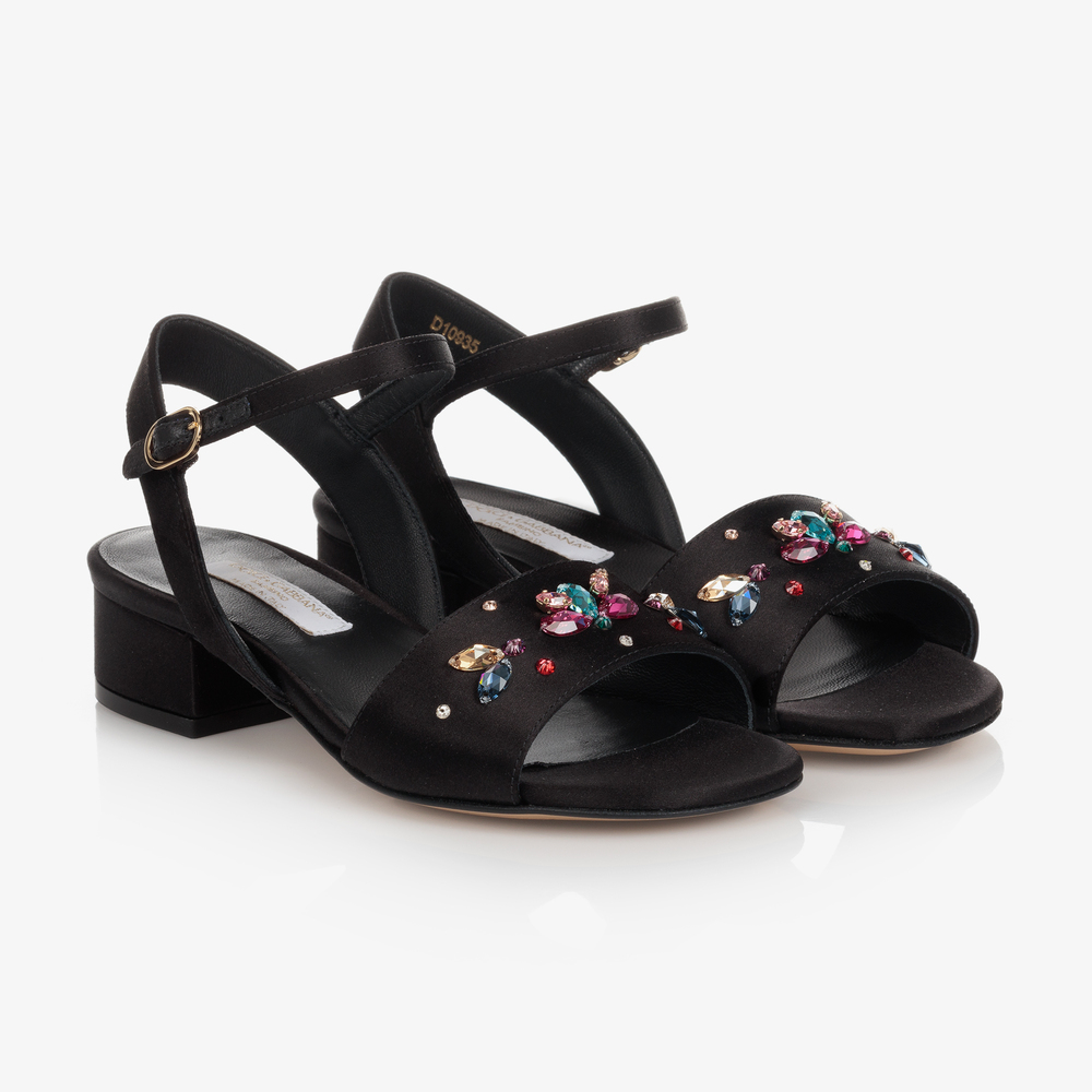 Dolce & Gabbana - Schwarze Sandalen mit Schmucksteinen (M) | Childrensalon