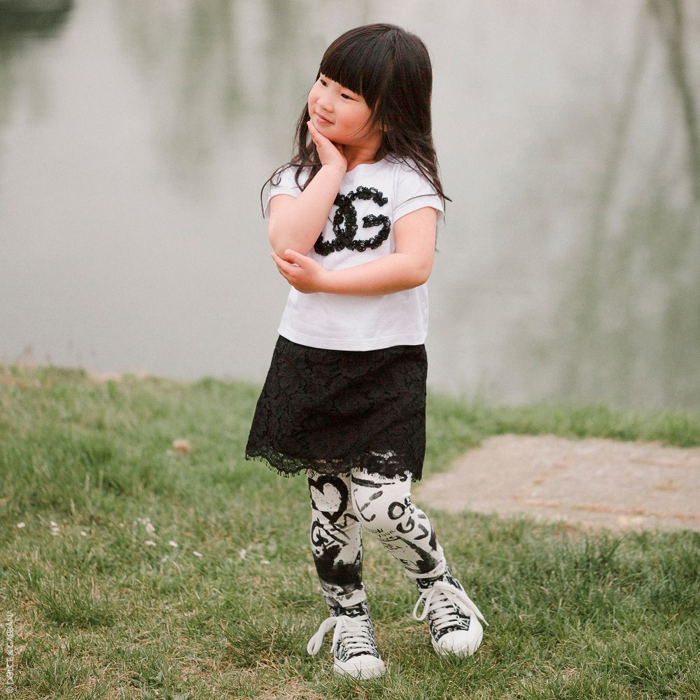 Dolce Gabbana Girls Black Lace Skirt Childrensalon Outlet