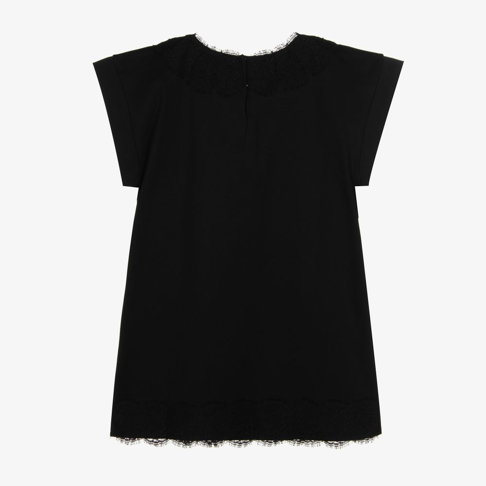 Dolce & Gabbana-Черное платье DG с кружевной отделкой для девочек | Childrensalon Outlet