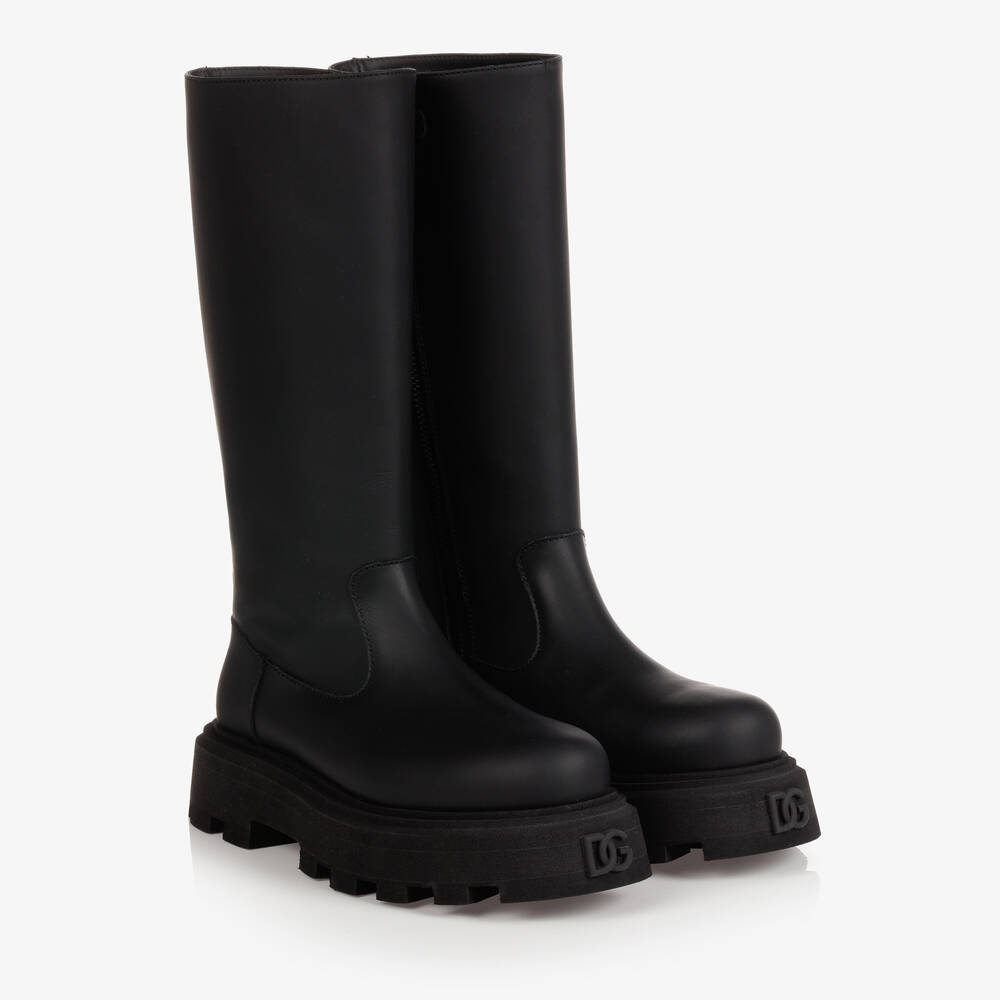 Dolce & Gabbana - Schwarze DG Lederstiefel (M) | Childrensalon