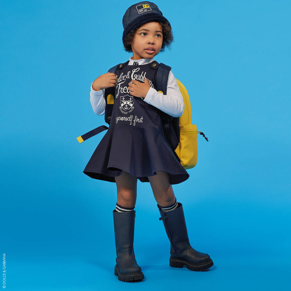 Dolce & Gabbana-Черные кожаные сапоги DG для девочек | Childrensalon Outlet