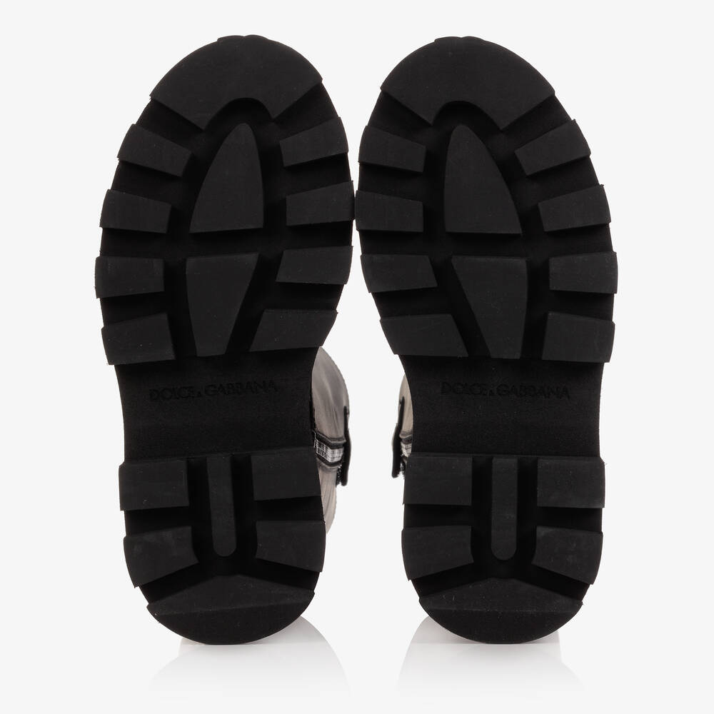 Dolce & Gabbana-Черные кожаные сапоги DG для девочек | Childrensalon Outlet