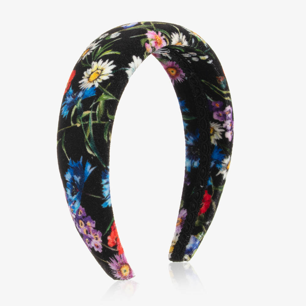 Dolce & Gabbana - Girls Black Padded Floral Hairband | Childrensalon
