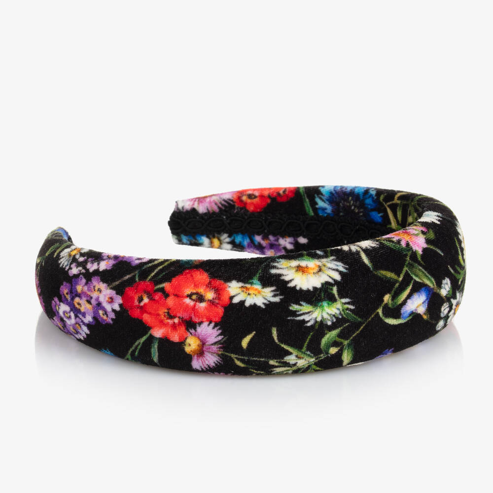 Dolce & Gabbana-Girls Black Padded Floral Hairband | Childrensalon Outlet