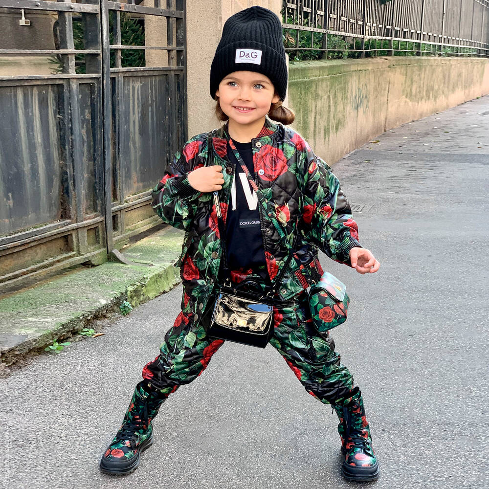 Dolce & Gabbana-Girls Black Padded Joggers | Childrensalon Outlet