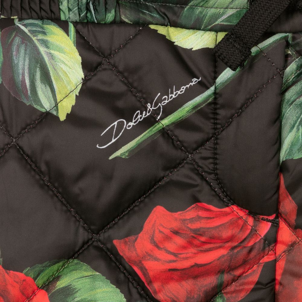 Dolce & Gabbana-Girls Black Padded Joggers | Childrensalon Outlet