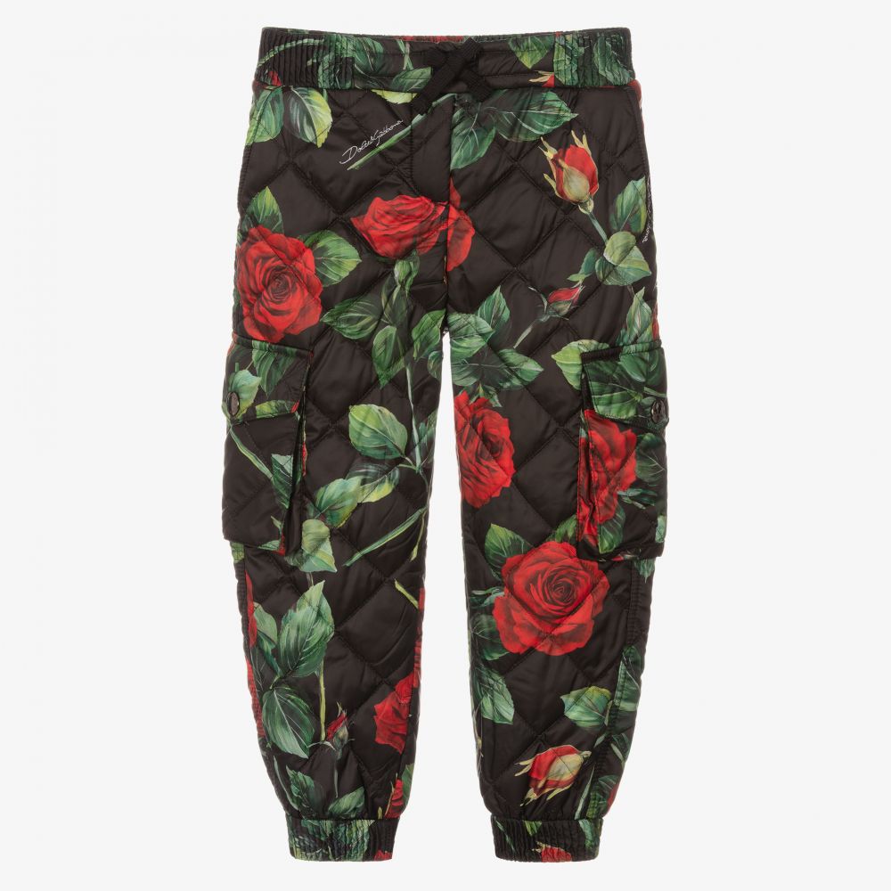 Dolce & Gabbana - Girls Black Padded Joggers | Childrensalon