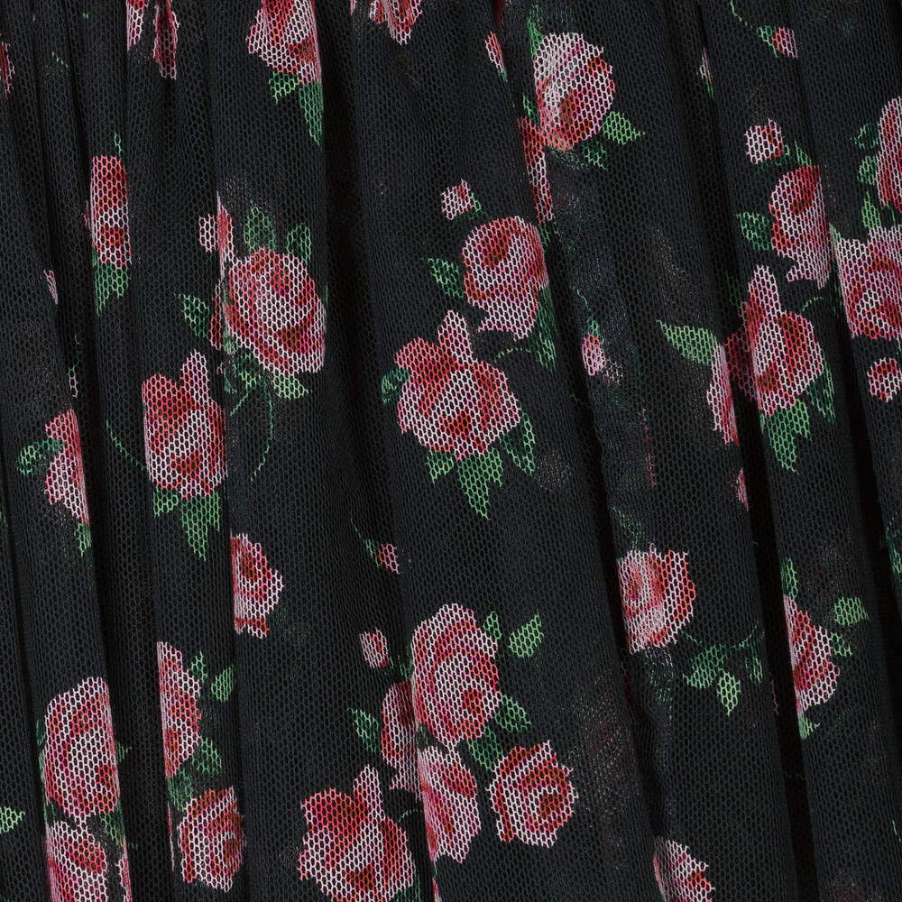 Dolce & Gabbana-Girls Black & Pink Rose Tulle Skirt | Childrensalon Outlet