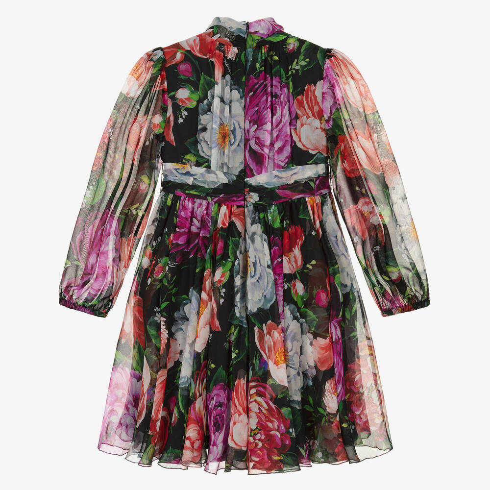 Dolce & Gabbana-Girls Black & Pink Silk Dress  | Childrensalon Outlet