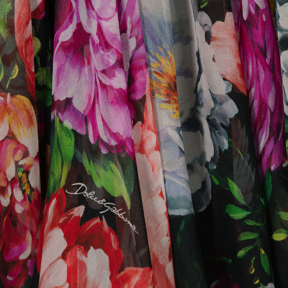 Dolce & Gabbana-Girls Black & Pink Silk Dress  | Childrensalon Outlet