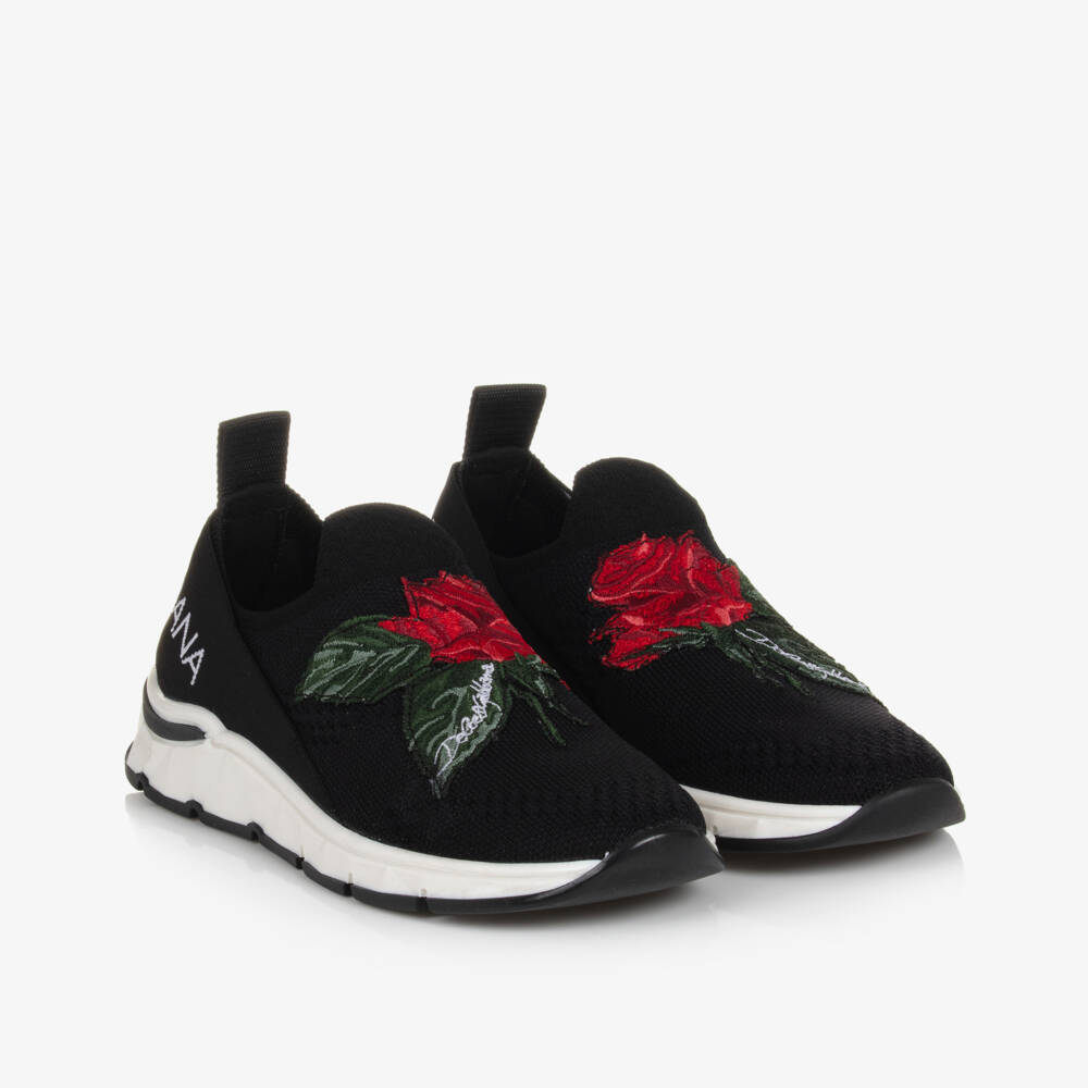 Dolce & Gabbana-ترينرز سهل الإنتعال شبك لون أسود للبنات | Childrensalon Outlet