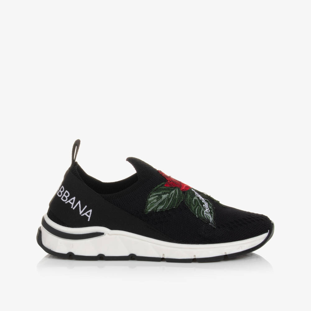 Dolce & Gabbana-ترينرز سهل الإنتعال شبك لون أسود للبنات | Childrensalon Outlet