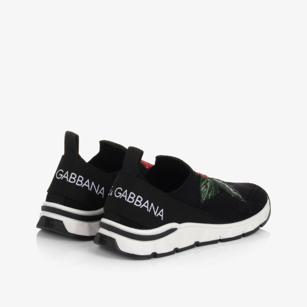 Dolce & Gabbana-ترينرز سهل الإنتعال شبك لون أسود للبنات | Childrensalon Outlet