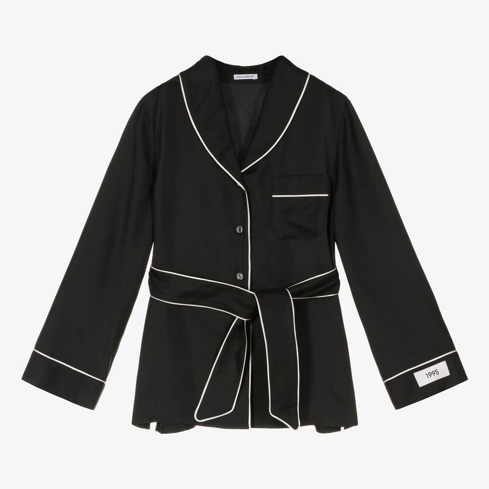 Dolce & Gabbana - Seiden-Schlafanzug-Oberteil schwarz | Childrensalon