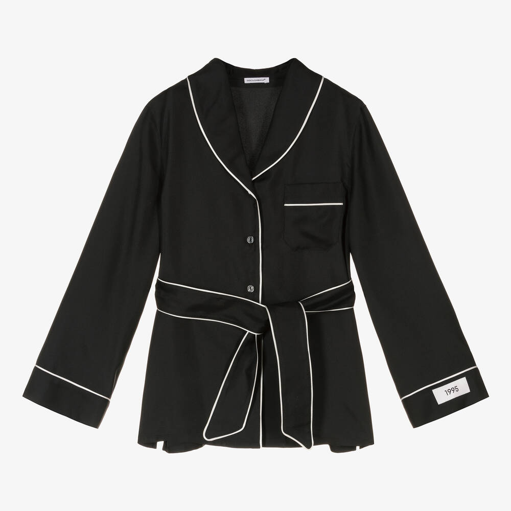 Dolce & Gabbana-Girls Black Silk Shirt | Childrensalon Outlet