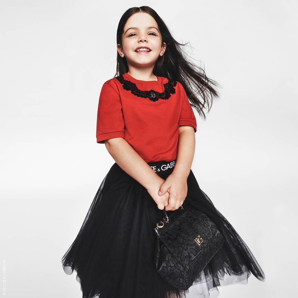 Dolce & Gabbana - Girls Black Tulle Logo Skirt