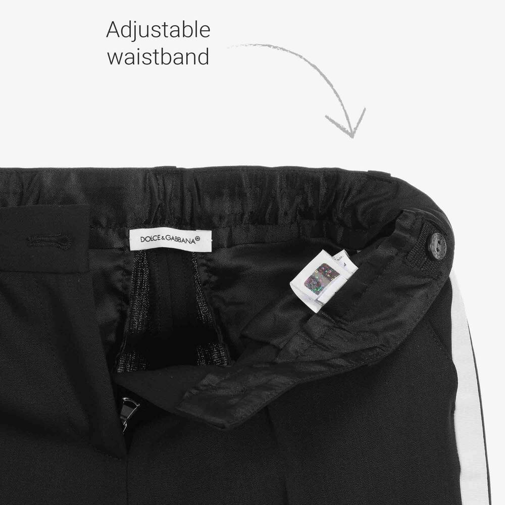 Dolce & Gabbana-بنطلون صوف و حرير لون أسود وعاجي للبنات | Childrensalon Outlet