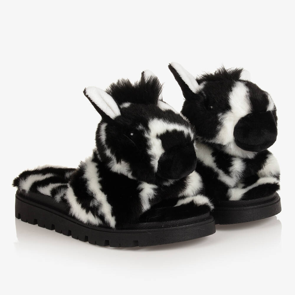 Dolce & Gabbana - Girls Black Zebra Sliders | Childrensalon