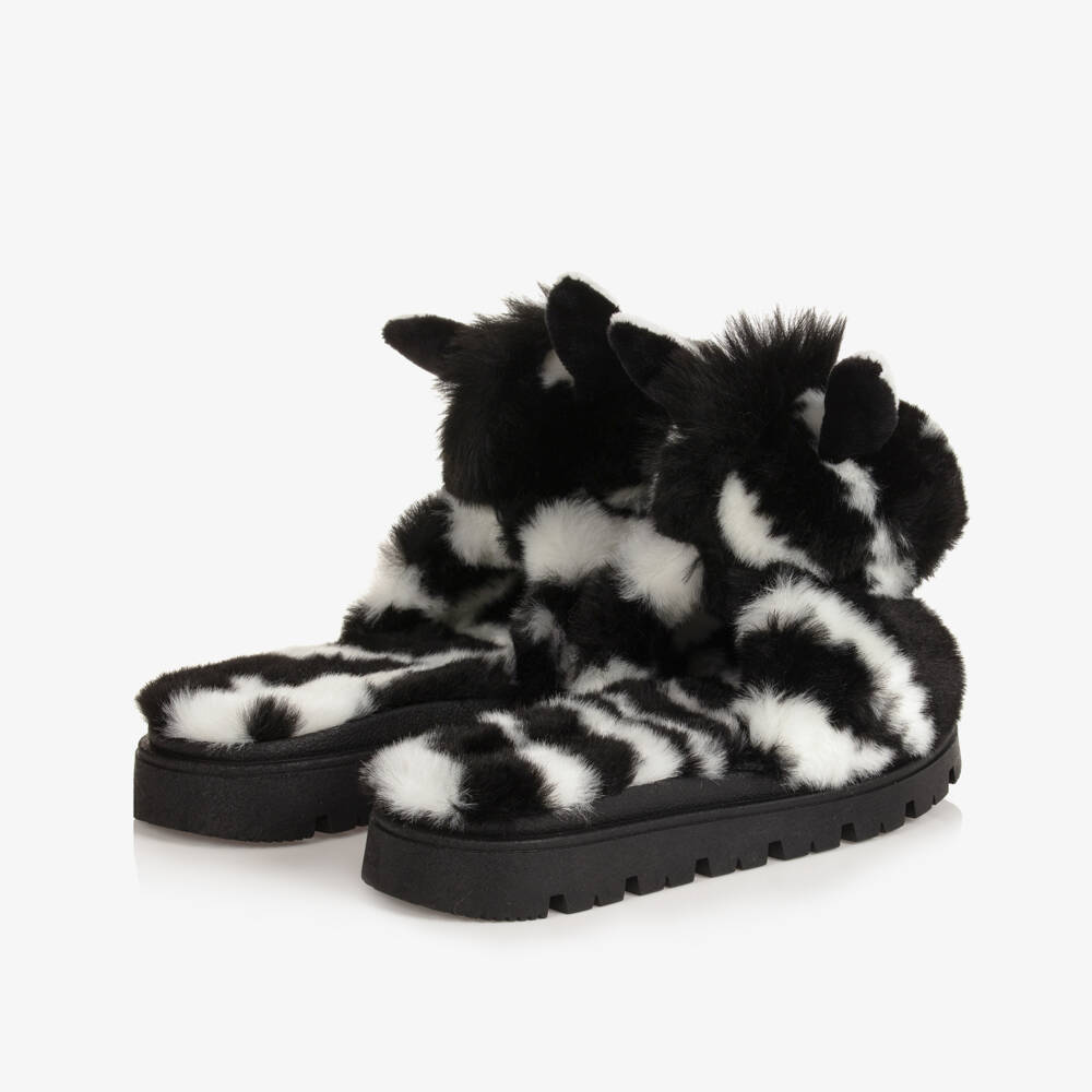 Dolce & Gabbana-Girls Black Zebra Sliders | Childrensalon Outlet