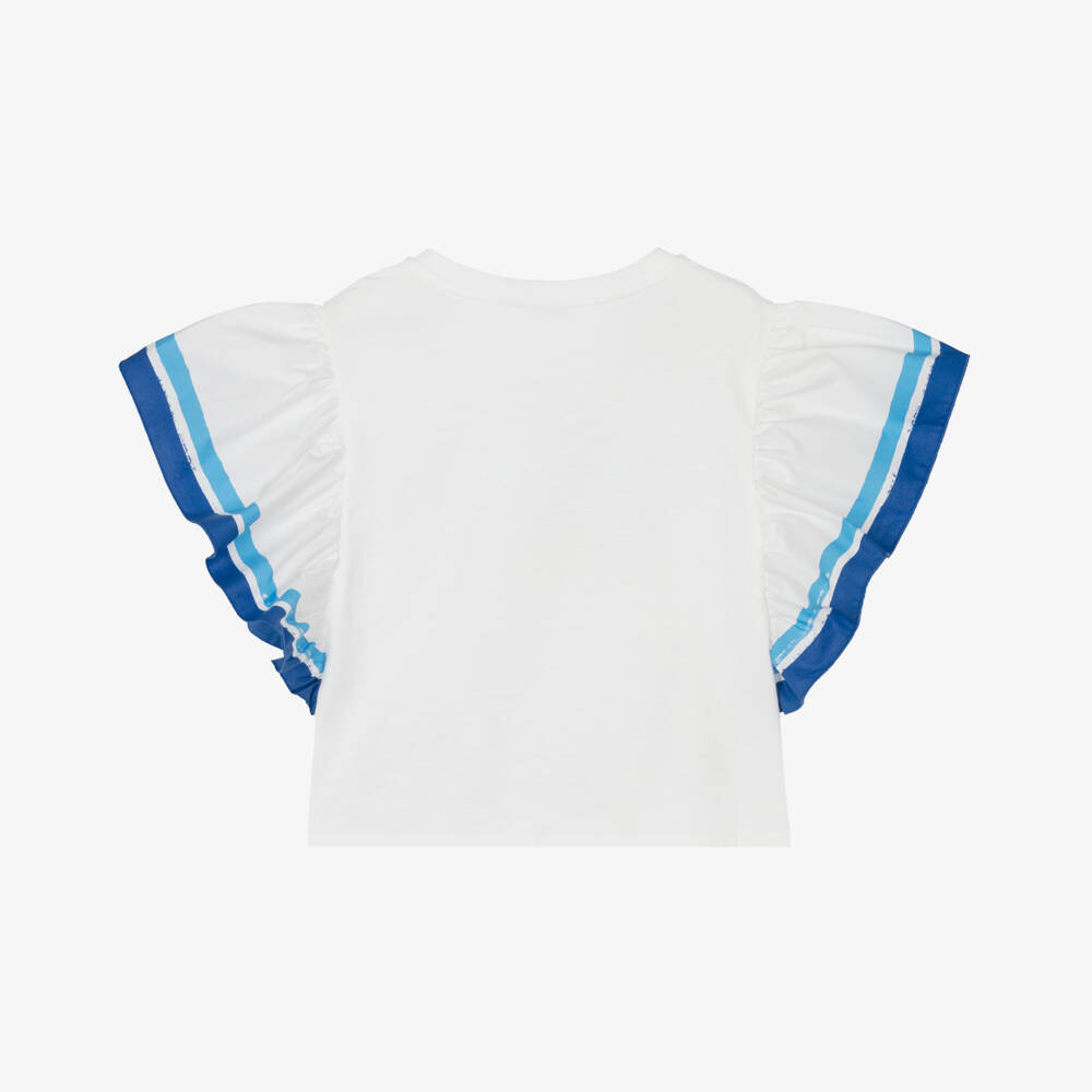 Dolce & Gabbana-Girls Blue-Accented Butterfly Cotton Top | Childrensalon Outlet