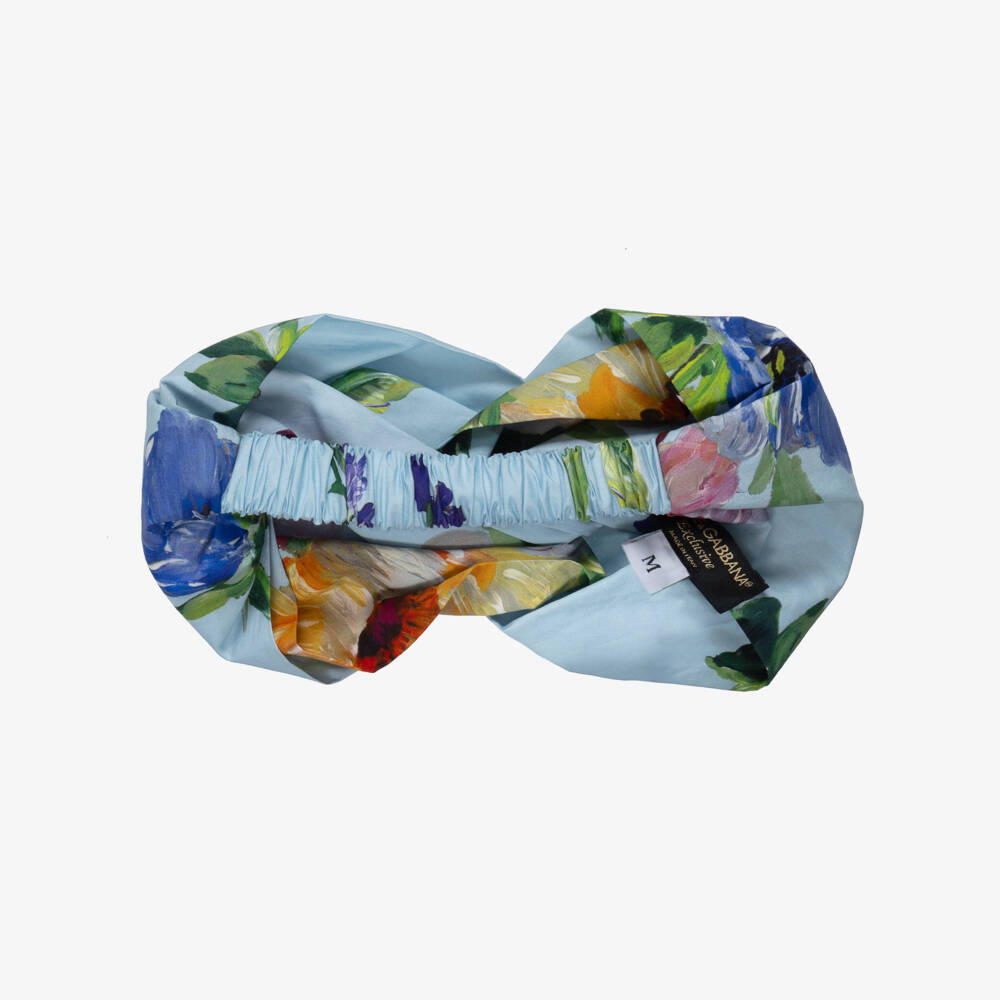 Dolce & Gabbana-Girls Blue Cotton Floral Print Headband | Childrensalon Outlet